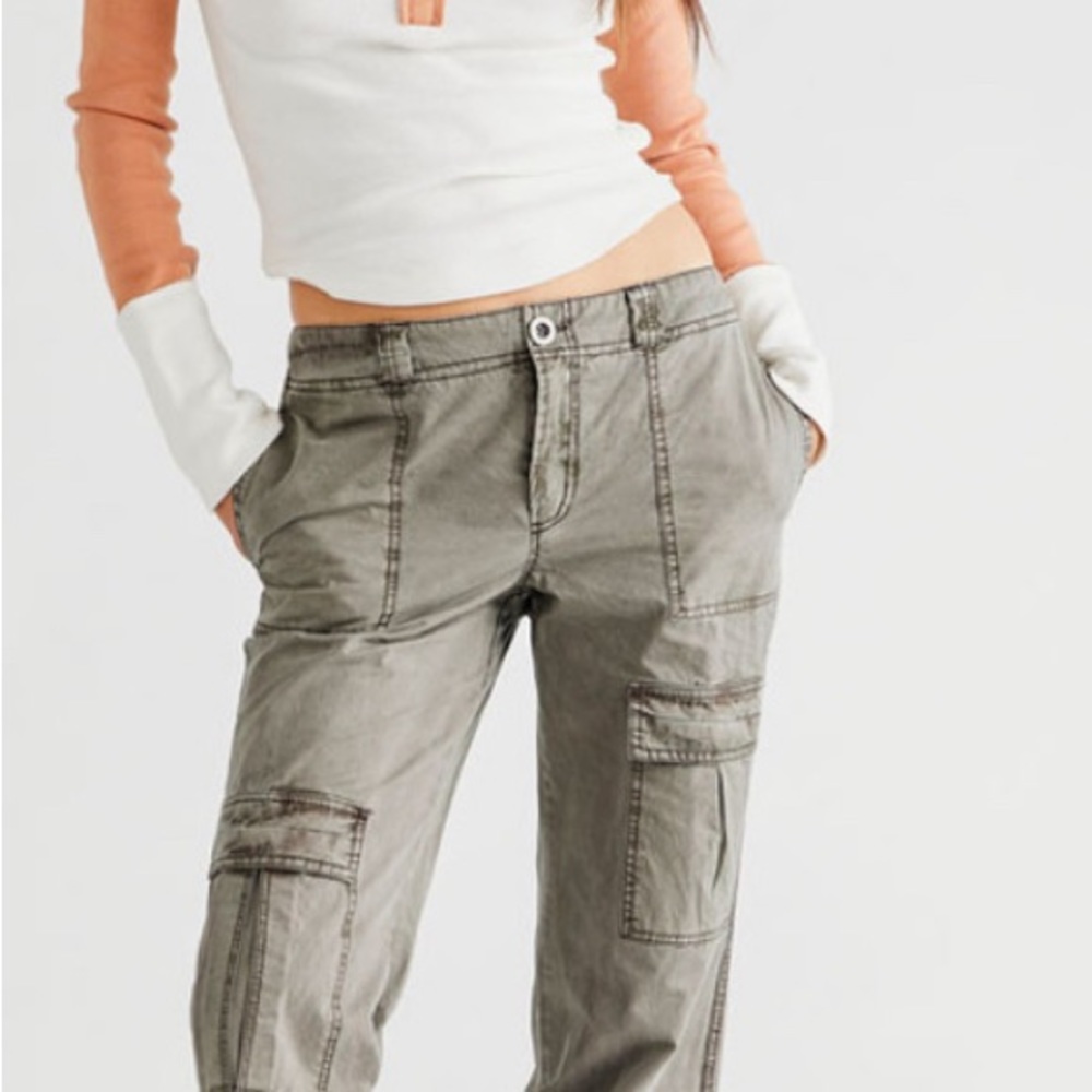 Free People The Thing Is Low Rise Utility Pants Cargo Pockets Purple